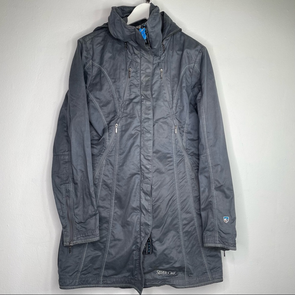 KUHL Lena Trench Lightweight Hooded Gray Patina Jacket Women's Size M